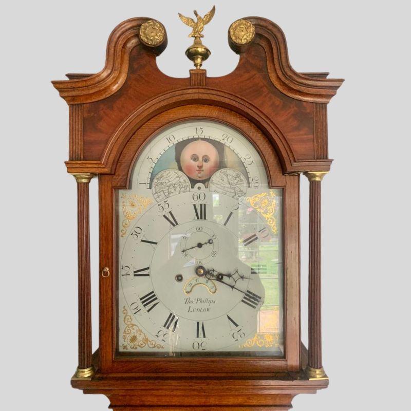 Antique Fully refurbished Longcase Grandfather Clock, Circa 1795 by Thomas Phillips of Ludlow
